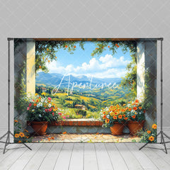 Aperturee - Aperturee Bright Spring Natural Field Sky Scenery Backdrop