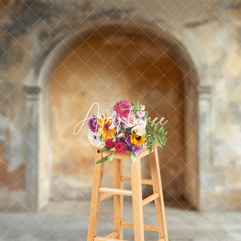 Aperturee - Aperturee Brown Beige Vintage Stone Arch Retro Wall Backdrop