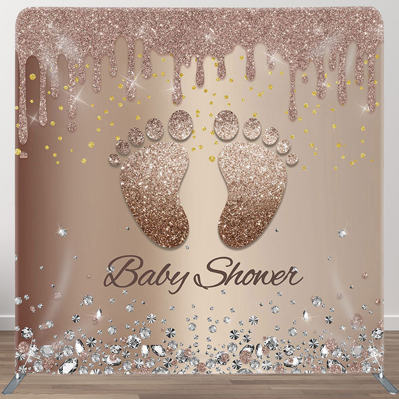 Aperturee - Aperturee Brown Footprint Fabric Backdrop Cover for Baby Shower