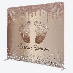 Aperturee - Aperturee Brown Footprint Fabric Backdrop Cover for Baby Shower