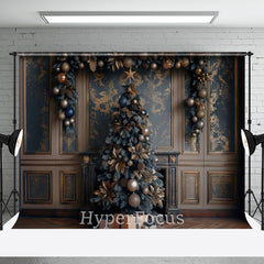 Aperturee - Aperturee Brown Gold Vintage Wall Tree Christmas Vibe Backdrop