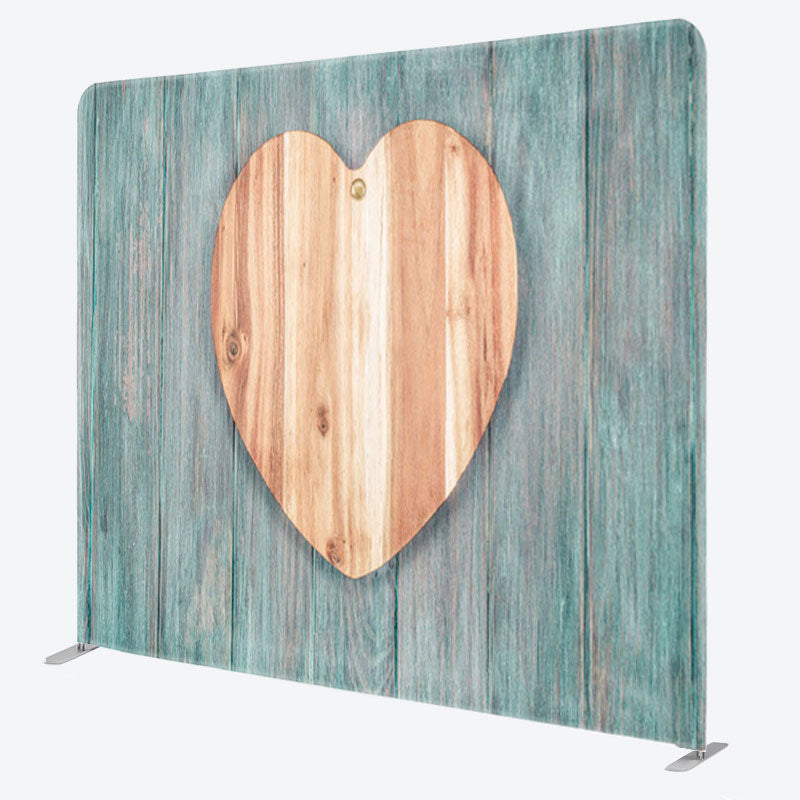 Aperturee - Aperturee Brown Heart Moss Green Wood Birthday Backdrop Cover