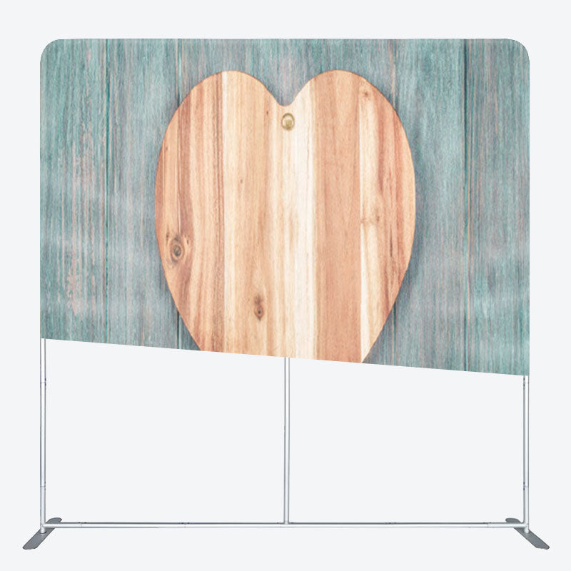 Aperturee - Aperturee Brown Heart Moss Green Wood Birthday Backdrop Cover