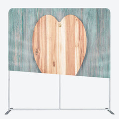 Aperturee - Aperturee Brown Heart Moss Green Wood Birthday Backdrop Cover