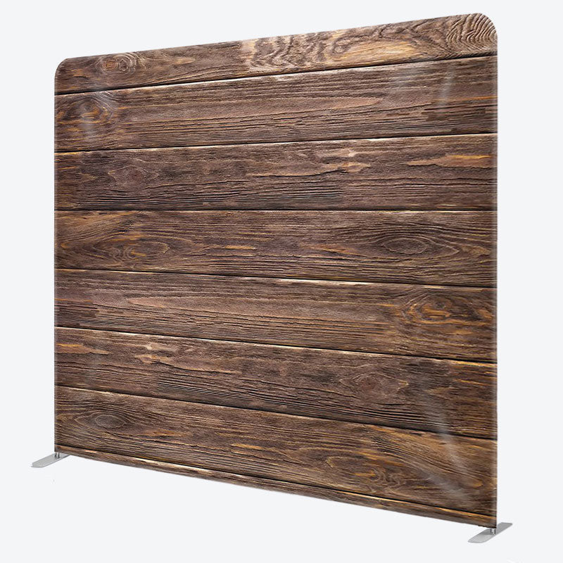 Aperturee - Aperturee Brown Retro Wood Wall Fabric Backdrop Cover for Party