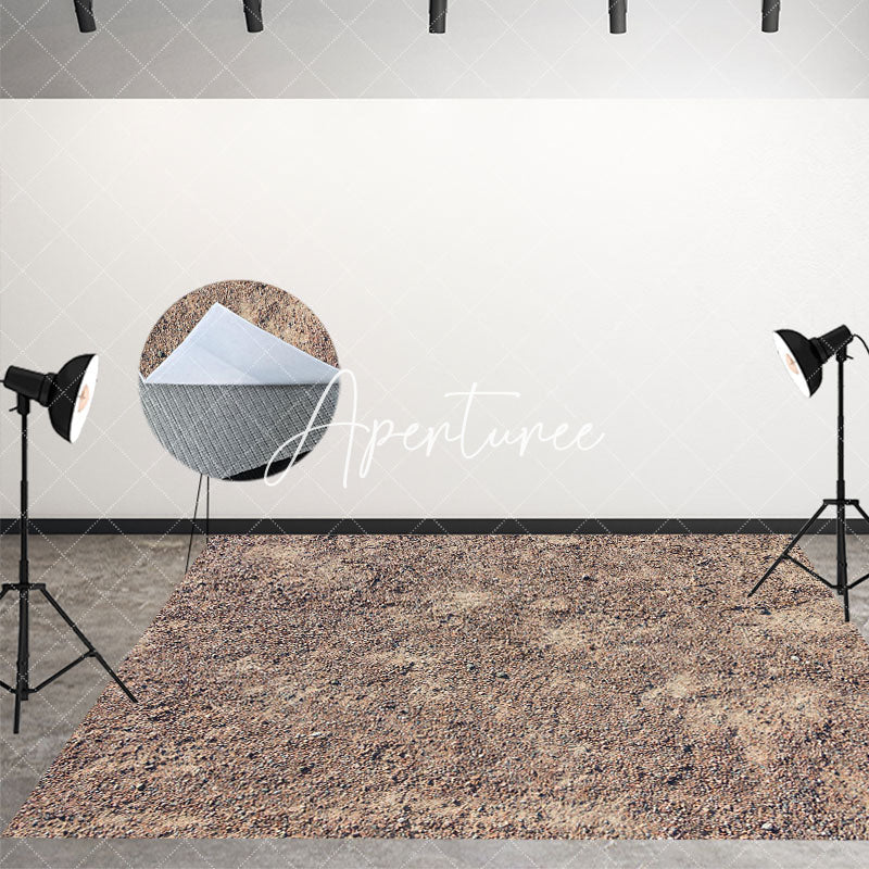 Aperturee - Aperturee Brown Soil Sand Gravel Pattern Fabric Floor Backdrop