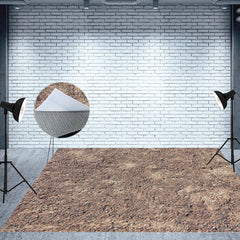 Aperturee - Aperturee Brown Soil Sand Gravel Pattern Fabric Floor Backdrop