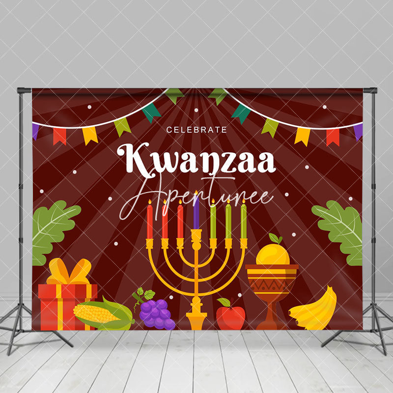 Aperturee - Aperturee Brown Tribal Candlestick Celebrate Kwanzaa Backdrop