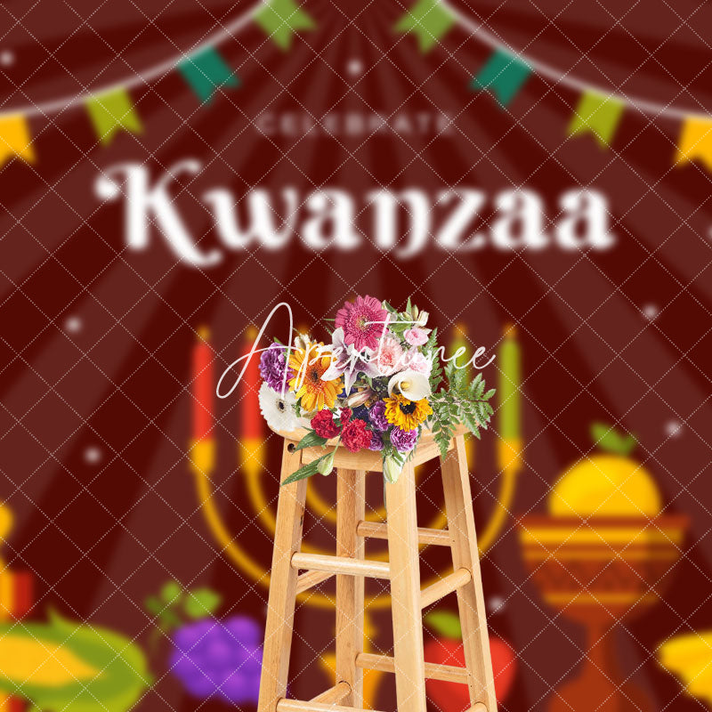 Aperturee - Aperturee Brown Tribal Candlestick Celebrate Kwanzaa Backdrop