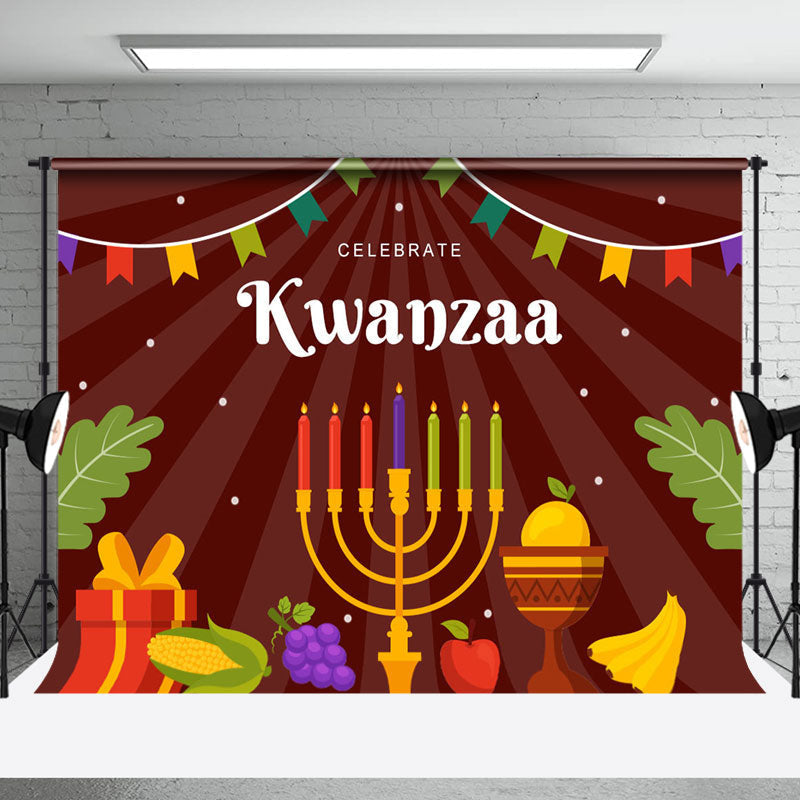 Aperturee - Aperturee Brown Tribal Candlestick Celebrate Kwanzaa Backdrop