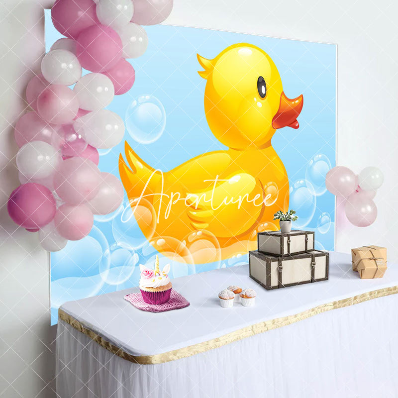 Aperturee - Aperturee Bubble Bath Little Yellow Duck Baby Shower Backdrop