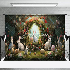 Aperturee - Aperturee Bunny Garland Easter Spring Photography Backdrop