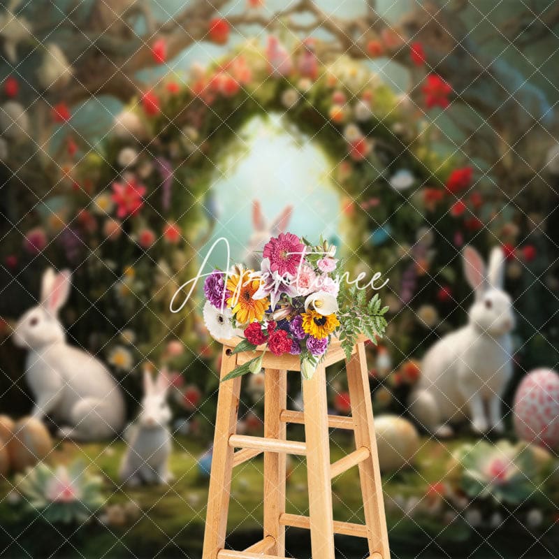 Aperturee - Aperturee Bunny Garland Easter Spring Photography Backdrop