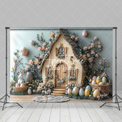 Aperturee - Aperturee Bunny Hutch Plant Floral Eggs Easter Photo Backdrop