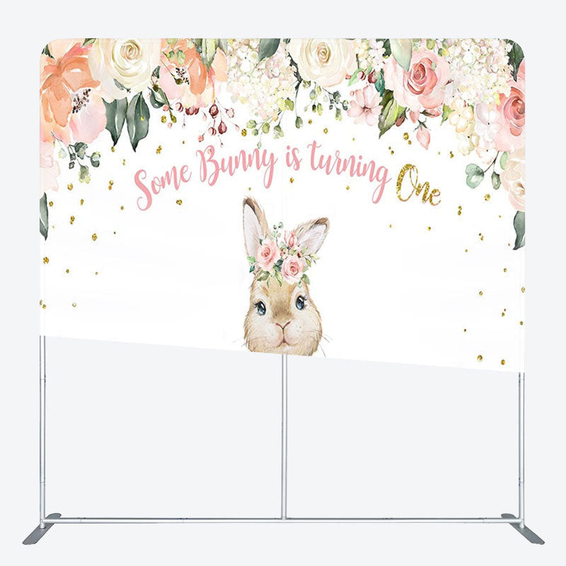 Aperturee - Aperturee Bunny Is Turning One Fabric Backdrop Cover for Birthday