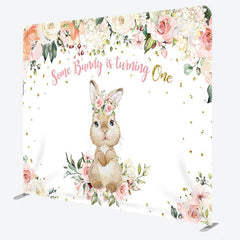 Aperturee - Aperturee Bunny Is Turning One Fabric Backdrop Cover for Birthday