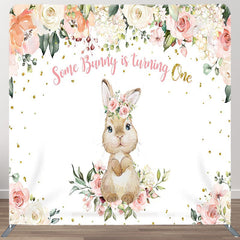 Aperturee - Aperturee Bunny Is Turning One Fabric Backdrop Cover for Birthday