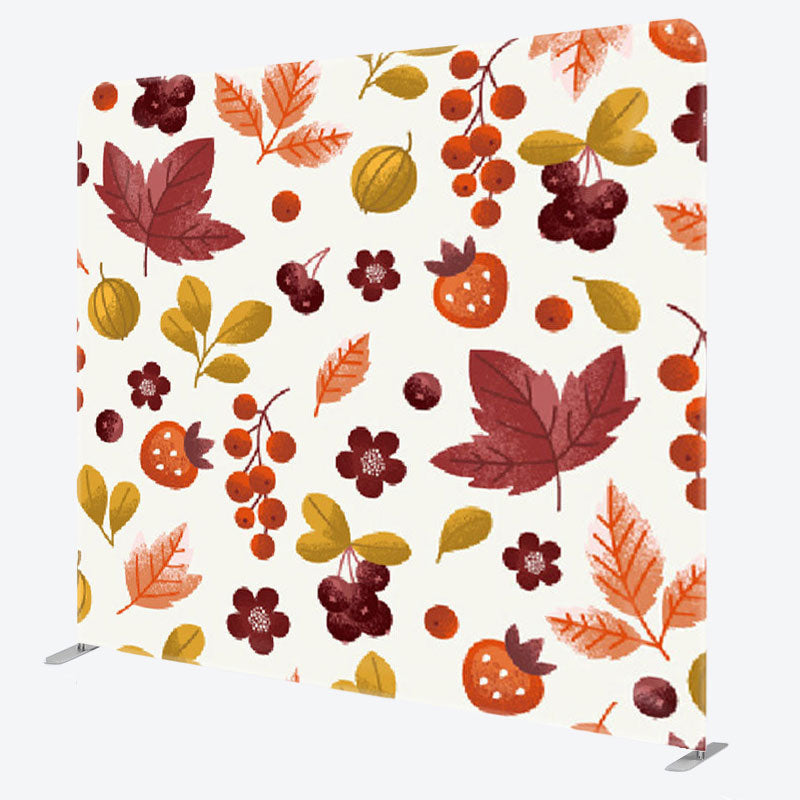 Aperturee - Aperturee Burgandy Berries Leaves Fabric Autumn Backdrop Cover