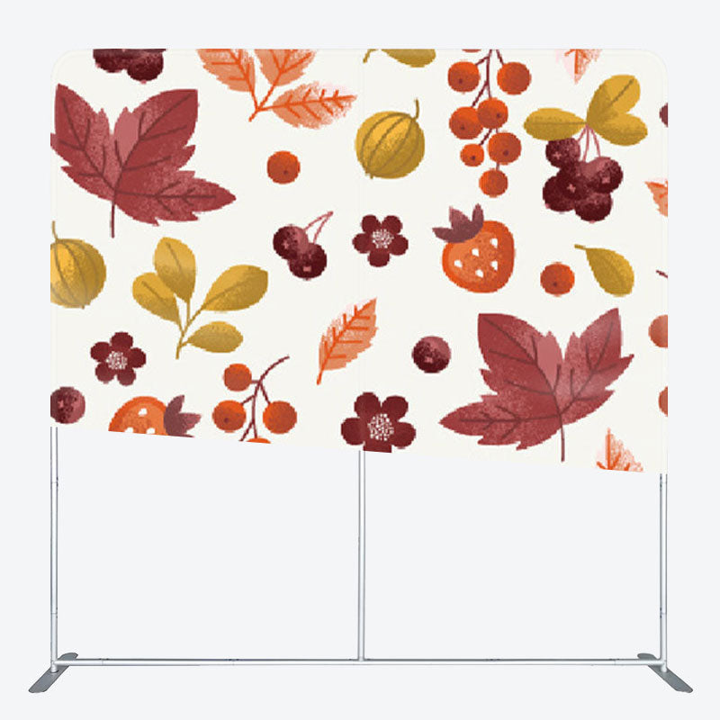 Aperturee - Aperturee Burgandy Berries Leaves Fabric Autumn Backdrop Cover