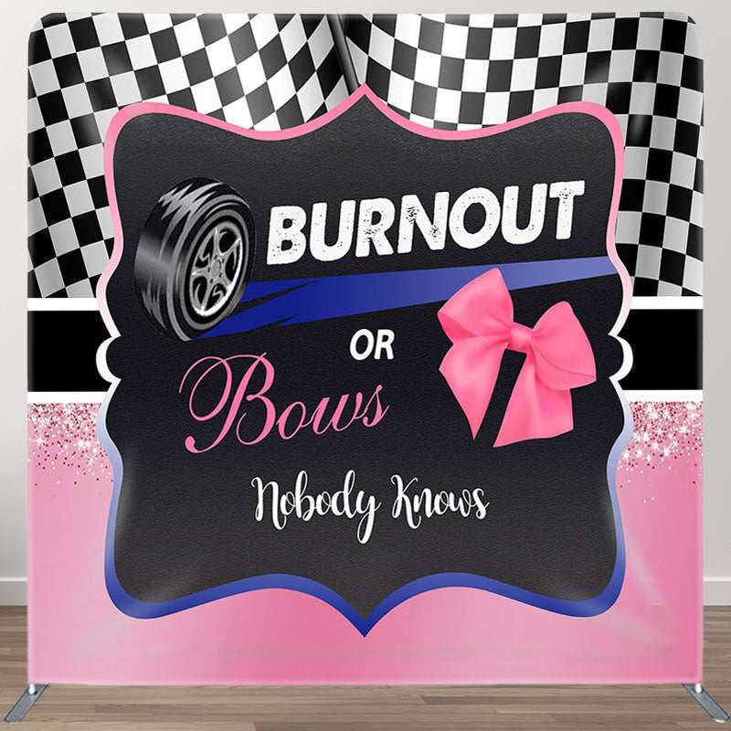 Aperturee - Aperturee Burnout Or Bows Fabric Backdrop Cover for Baby Shower