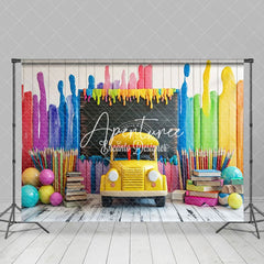 Aperturee - Aperturee Bus Colored Pens Back To School Photography Backdrop