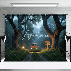 Aperturee - Aperturee Bus Huge Trees Forest Scenery Backdrop For Photo