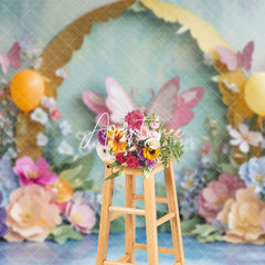 Aperturee - Aperturee Butterfly Colorful Floral Aesthetic Photo Backdrop