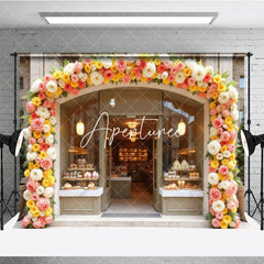 Aperturee - Aperturee Cake Bake Store Floral Door Photography Backdrop