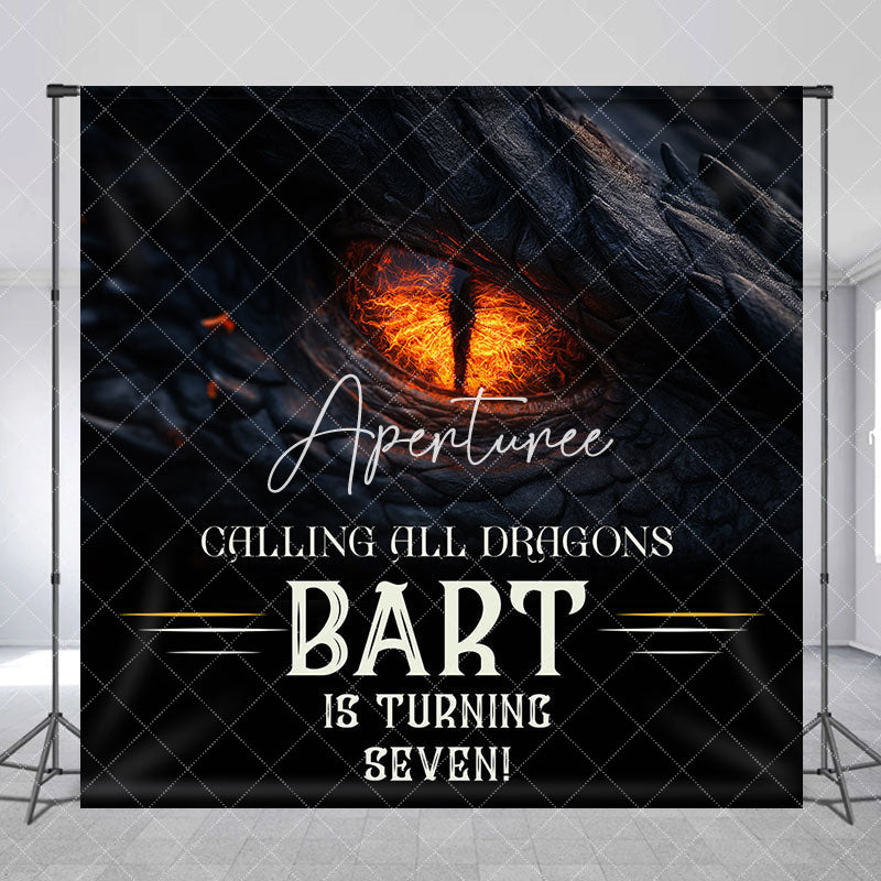 Aperturee - Aperturee Calling All Dragon Custom Name 7th Birthday Backdrop