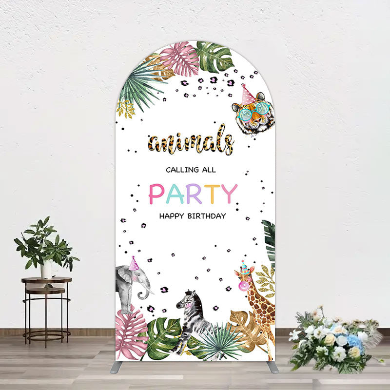 Aperturee - Aperturee Calling All Safari Animals Birthday Arch Backdrop