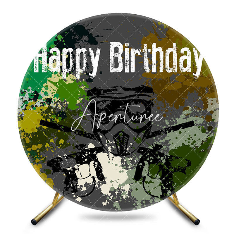 Aperturee - Aperturee Camouflage Special Forces Round Birthday Backdrop