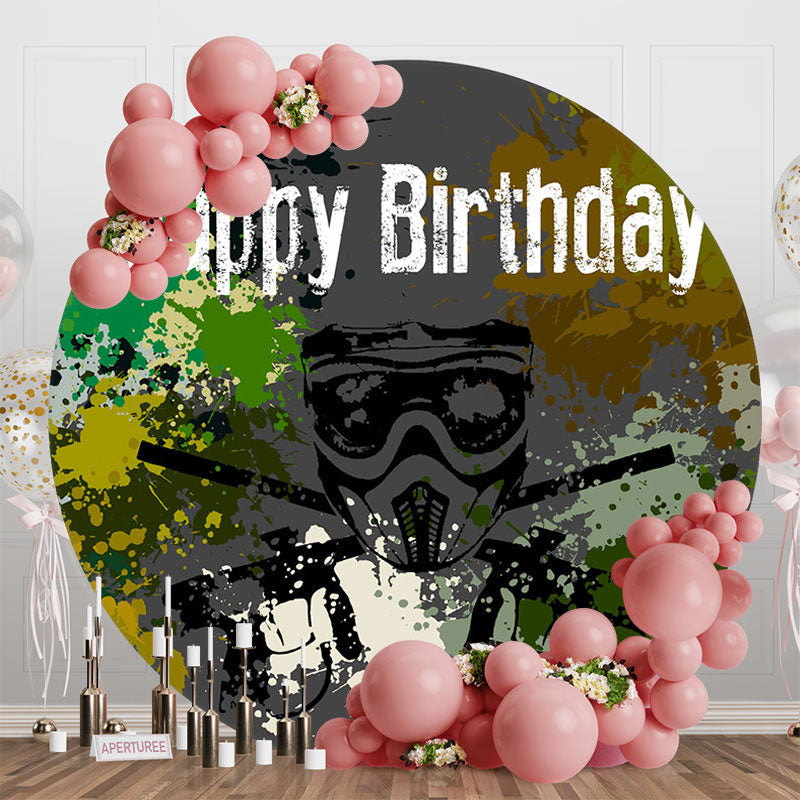 Aperturee - Aperturee Camouflage Special Forces Round Birthday Backdrop