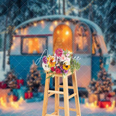 Aperturee - Aperturee Camper Van Festive Trees Winter Wonderland Backdrop