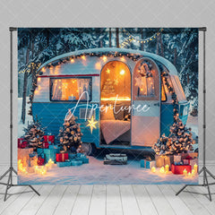 Aperturee - Aperturee Camper Van Festive Trees Winter Wonderland Backdrop