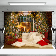 Aperturee - Aperturee Candle Light Glitter Fireplace Christmas Backdrop