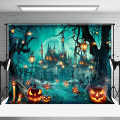 Aperturee - Aperturee Candle Light Pumpkin Villa Halloween Night Backdrop