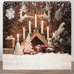 Aperturee - Aperturee Candle Snowflake Owl Deer Tension Fabric Backdrop