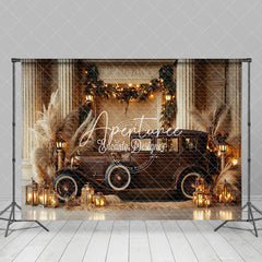 Aperturee - Aperturee Candlelight Beige Wall Brown Truck Boho Backdrop