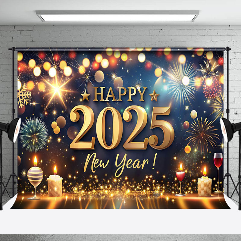 Aperturee - Aperturee Candles Red Wine 2025 Happy New Year Party Backdrop