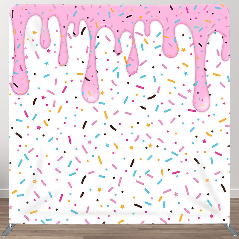 Aperturee - Aperturee Candy And Donut Fabric Backdrop Cover for Birthday