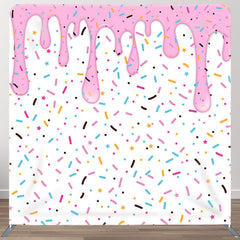 Aperturee - Aperturee Candy And Donut Fabric Backdrop Cover for Birthday