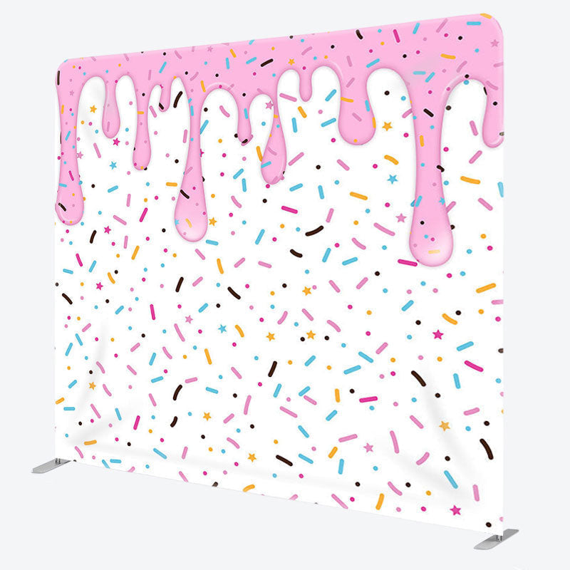 Aperturee - Aperturee Candy And Donut Fabric Backdrop Cover for Birthday