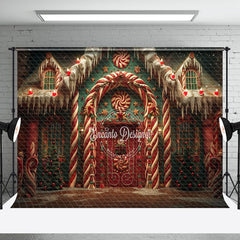 Aperturee - Aperturee Candy Gingerbread House Night Christmas Backdrop