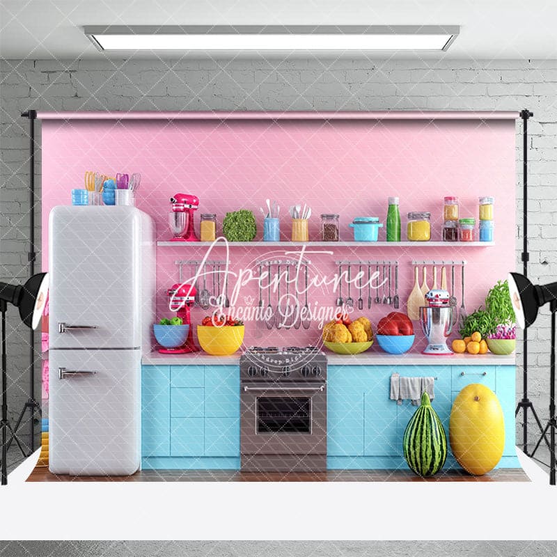 Aperturee - Aperturee Candy Pink Fruit Kitchen Display Photo Backdrop