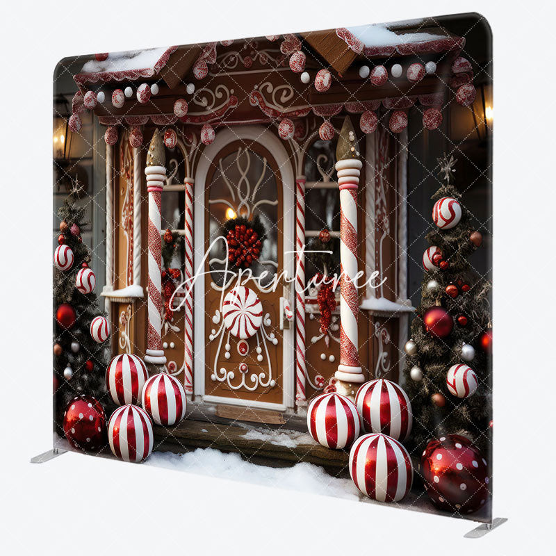 Aperturee - Aperturee Candy Shop Christmas Fabric Event Photo Booth Backdrop