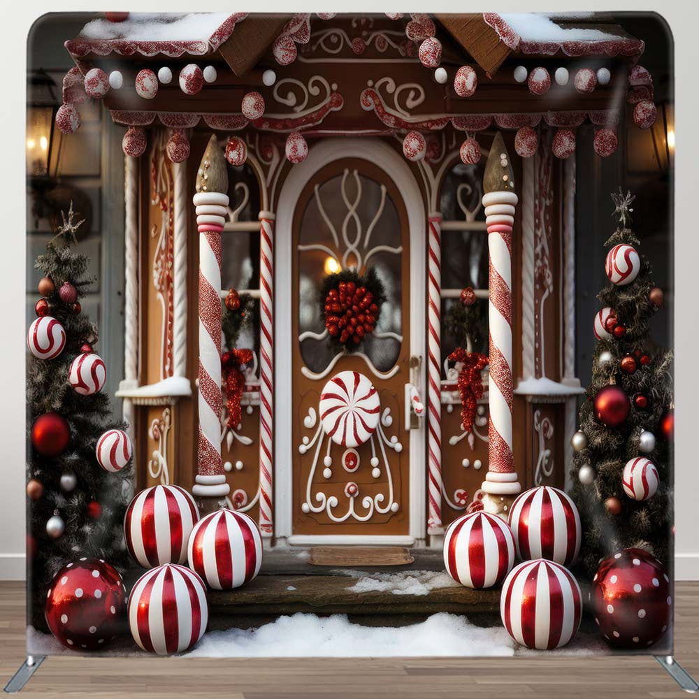 Aperturee - Aperturee Candy Shop Christmas Fabric Event Photo Booth Backdrop