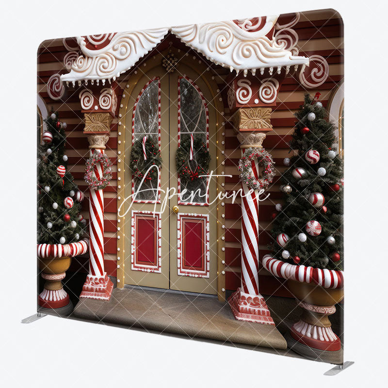 Aperturee - Aperturee Candy Shop Christmas Party Square Tension Backdrop