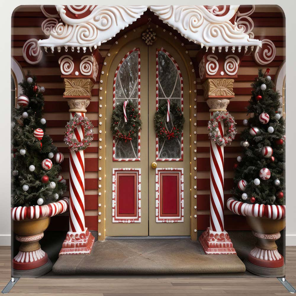 Aperturee - Aperturee Candy Shop Christmas Party Square Tension Backdrop