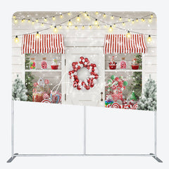 Aperturee - Aperturee Candy Store Christmas Tree Tension Fabric Backdrop