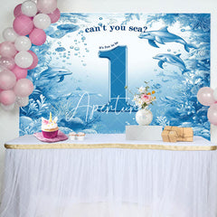 Aperturee - Aperturee Cant You Sea Undersea Dolphins 1st Birthday Backdrop